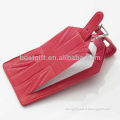 leather cover engraved logo red leather luggage tag